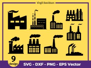 Clipart SVG Coal Power Plant Industry Smoke Power Plant Silhouette