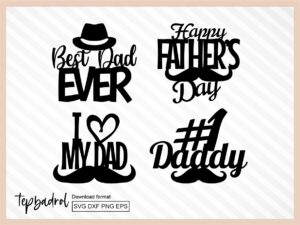 Happy Fathers Day Cupcake Toppers SVG, Cake Topper Cricut Decoration