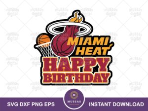 Miami Heat NBA Birthday Cake Topper Printable Download