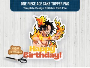 One Piece Ace Cake Topper PNG