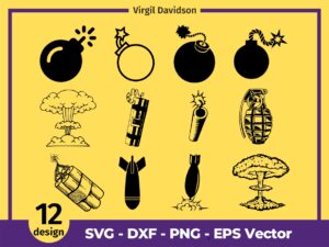 SVG Bomb, Bomb Clipart Bundle, Bomb Clipart, Bomb Cut Files, Bomb Silhouette