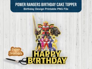 power rangers birthday cake topper printable file