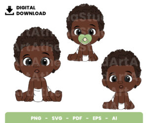 Baby Boy Afro2 P01 Vectorency Best SVG Cut Files for Baby Shower
