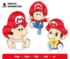 Baby Mario P01 Vectorency Best SVG Cut Files for Baby Shower