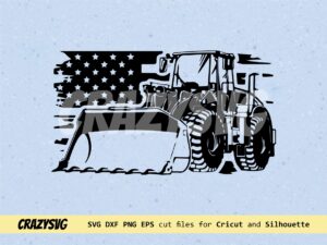 Backhoe SVG Cut Files Us Flag Tractor