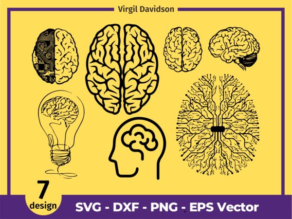 Brain SVG Clipart for Cricut & Silhouette - Digital Design Files (SVG, DXF, PNG, EPS)