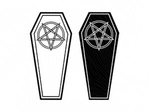Coffin Pentagram Halloween Clipart, Coffin SVG