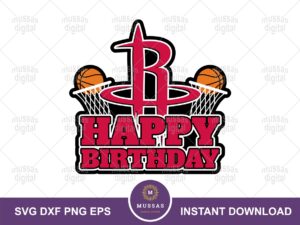 Houston Rockets Cake Topper Birthday SVG, PNG, EPS