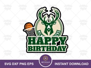 Milwaukee Bucks NBA Birthday Cake Topper Printable Instant Download