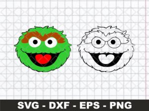 Oscar the Grouch Face SVG Layered, Oscar Sesame Street Vector
