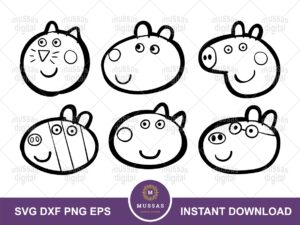 Peppa Face and her many friends svg