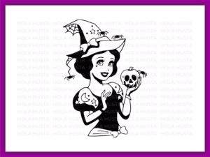 Snow White Outline Halloween SVG witch outline Silhouette Apple
