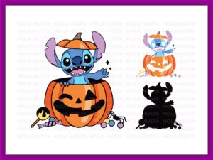 Stitch Halloween SVG, Lilo Stich Image Layered pumpkin