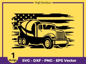 cement mixer truck SVG Us American flag