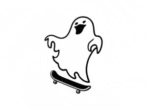 ghost playing skater design svg for halloween