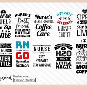 10 Funny Water Bottle Tracker Nurse SVG