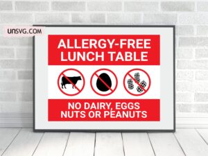 Allergy Free Lunch Table Sign Printable, PDF, PNG SVG
