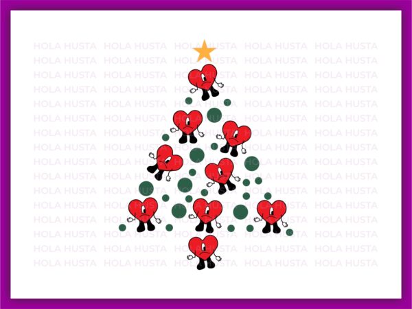 Bad Bunny Christmas Tree Heart SVG EPS