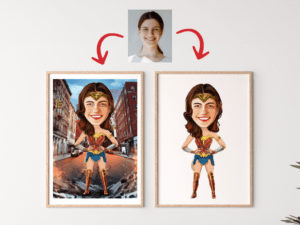 Custom Portrait Wonder Women, Cartoon Drawing, Gifts for Her