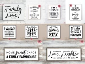 Farmhouse Sign Bundle, Family Quotes SVG, 10 Design Poster