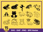 Frog Clipart, Frog Cut Files Cricut, Frog Silhouette, Frog DXF