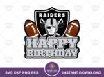 Las Vegas Raiders Happy Birthday Cake Topper Design Download, NFL