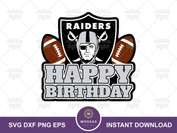 Las Vegas Raiders Happy Birthday Cake Topper Design Download, NFL