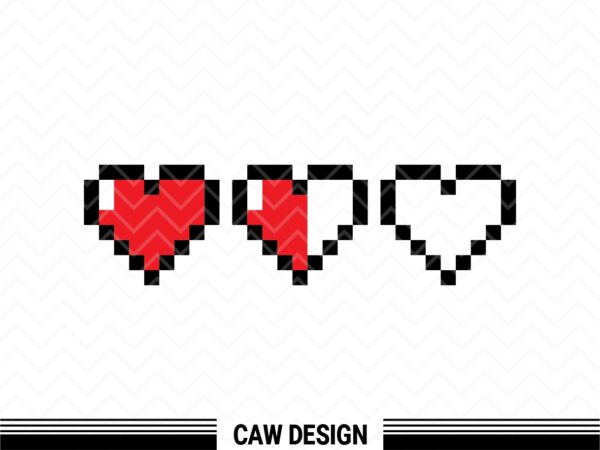 Pixel Health Hearts SVG Cricut