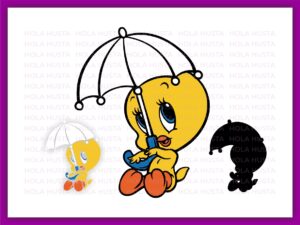 Tweety’s umbrella, vector, looney toones, Tweety Bird SVG