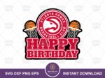 Basketball Cake Topper, Atlanta Hawks SVG, Birthday PNG
