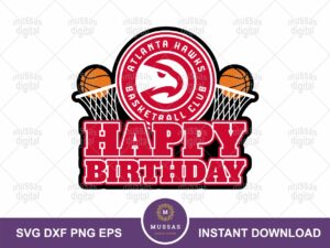 Basketball Cake Topper, Atlanta Hawks SVG, Birthday PNG