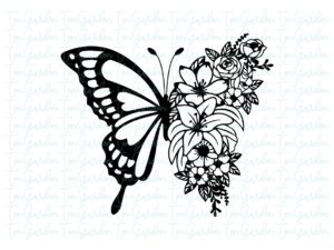 Butterfly w Rose SVG Clipart