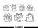 Christmas Parcel Line Art SVG Vector Bundle