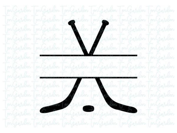 Crossed Hockey Sticks SVG Split Frame Monogram