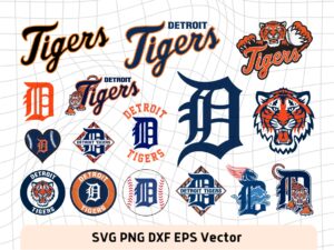 Detroit Tigers SVG Cut Files Bundle, MLB Logo Vector Tigers PNG