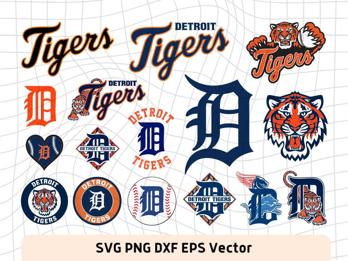 Detroit Tigers SVG Cut Files Bundle, MLB Logo Vector Tigers PNG ...