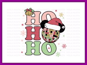 Ho Ho Ho Christmas Disco Ball Mouse SVG, Ho Ho Ho PNG