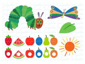 Hungry Caterpillar with food, File Include PNG EPS SVG DXF