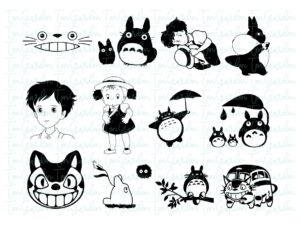 My Neighbor Totoro Studio Ghibli Black, Totoro Silhouette SVG Outline