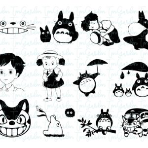 My Neighbor Totoro Studio Ghibli Black, Totoro Silhouette SVG Outline