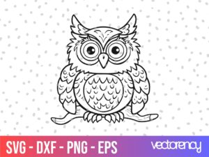 Owl Clipart Outline SVG EPS Vector
