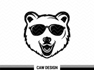 Polar Bear with black sunglasses vector, bear svg