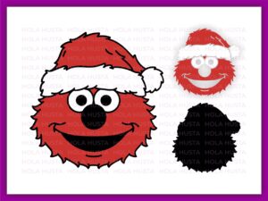Sesame Street Christmas SVG, Elmo Wearing Santa Hat Cricut Vector