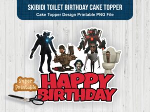 Skibidi Toilet Birthday Cake Topper PNG