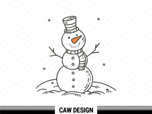 Snowman with a carrot nose and scarf Vector, Christmas Element SVG