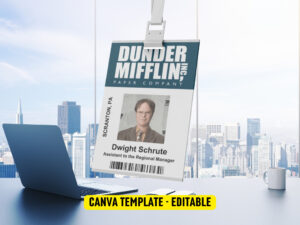 The Office Template Canva, Dunder Mifflin ID Card Template