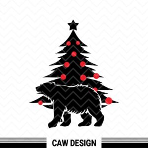 bear under the Christmas tree vector svg cricut