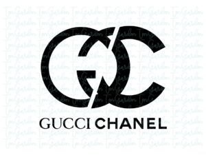 gucci logo vs chanel logo svg design, funny logo vector