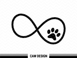 infinity symbol with a dog paw svg eps