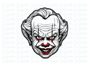 pennywise face illustration, horror movie, pennywise svg